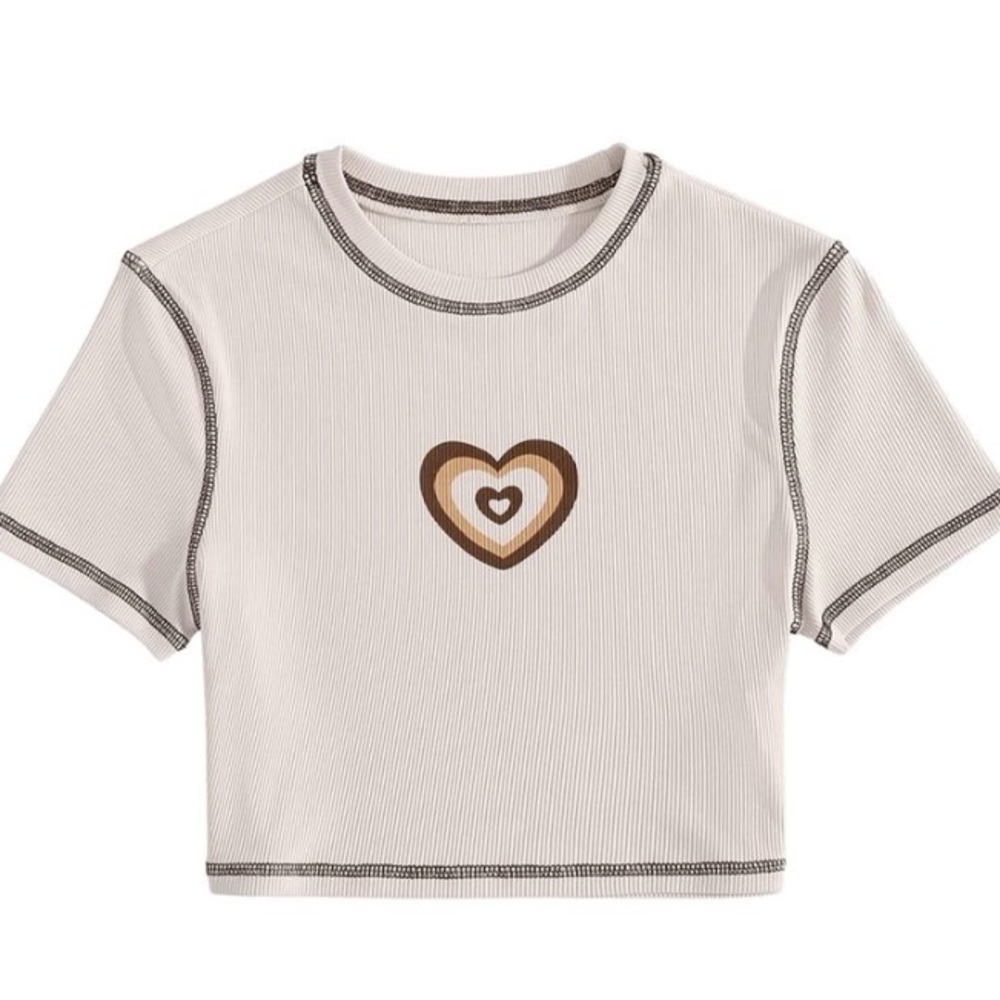 Cream crop too with brown stitching